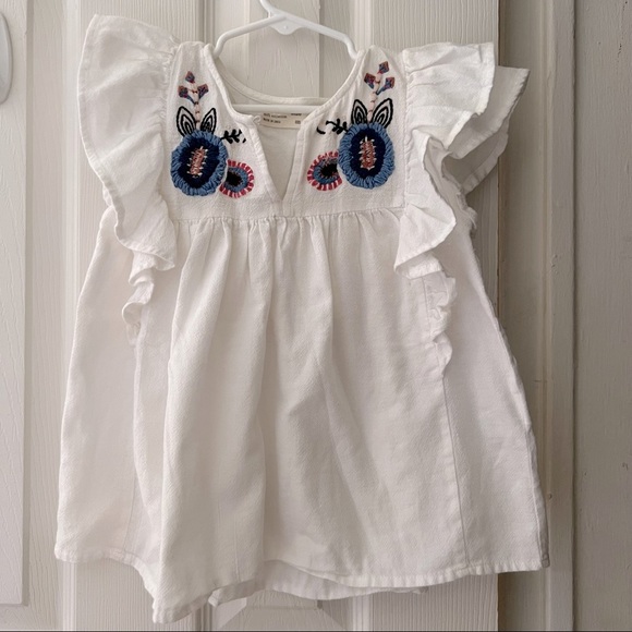 Zara Other - ZARA KIDS| White Embroidered Blouse-Short Sleeve Top Size 7 Girls